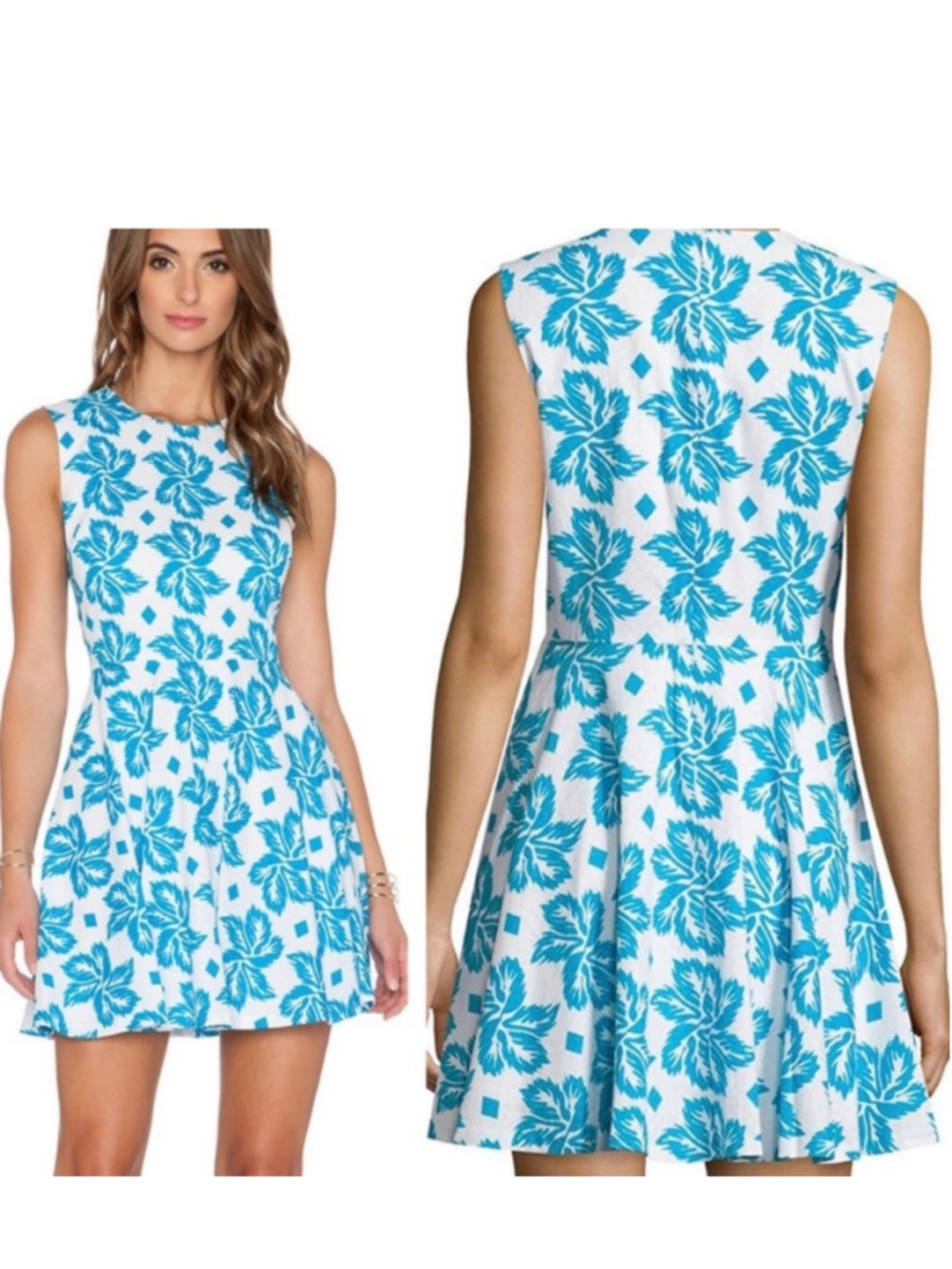 Diane von Furstenburg Jeannie Dress Teal and White Size 4